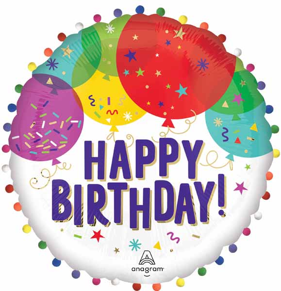 HBD BALLOONS POM POM 24" DOO DAD P85 PKG