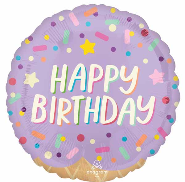 Ice Cream Party Happy Birthday 18" Round Foil Balloon