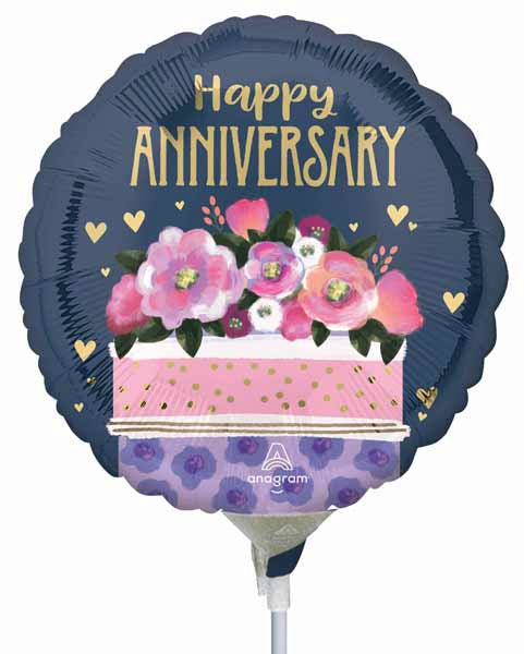 Anniversary Cake 9-Inch Round Foil Balloon
