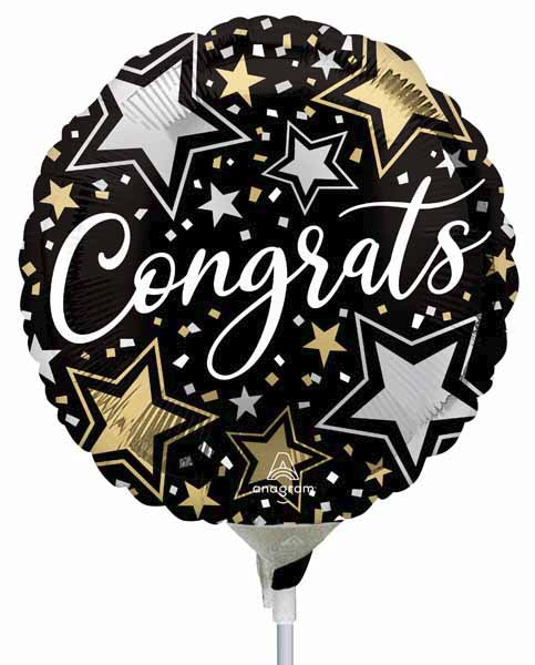 Congrats Stars 9-Inch Round Foil Balloon