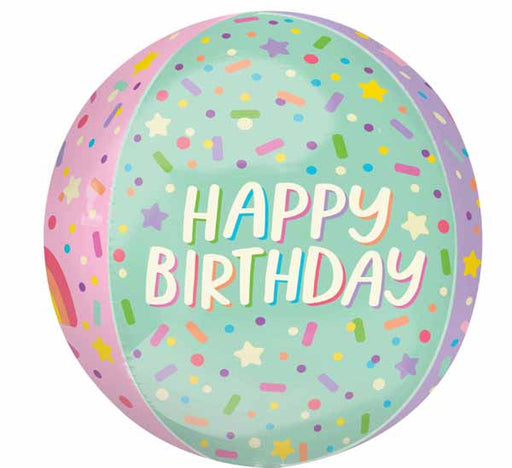 Ice Cream Party Happy Birthday 16-Inch Orbz Foil Balloon