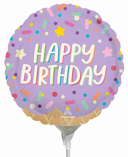 Ice Cream Happy Birthday 4-Inch Round Foil Balloon