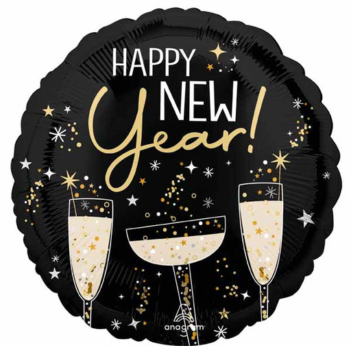 Bubbly New Year 18-Inch Round Foil Balloon