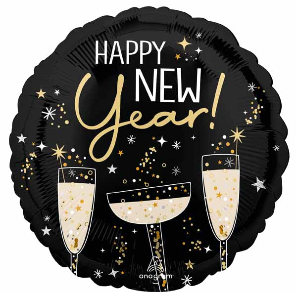 Bubbly New Year 18-Inch Round Foil Balloon