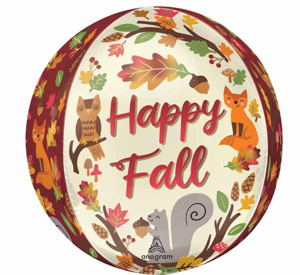 Happy Fall Critters 16-Inch Orbz Foil Balloon
