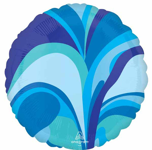 Blue Macro Marble 18-Inch Round Foil Balloon