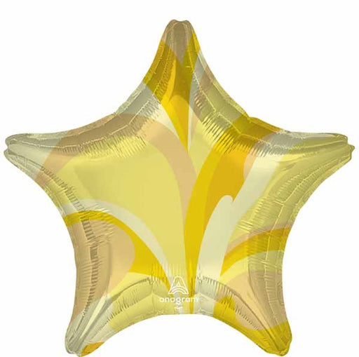 Gold Macro Marble Star Foil Balloon, 19 Inch