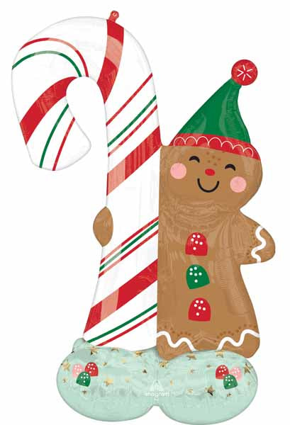 51-Inch Gingerbread Man Christmas AirLoonz Foil Balloon