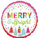 Merry & Bright 18-Inch Round Christmas Foil Balloon