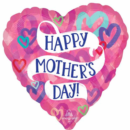 Happy Mother's Day Layered Hearts 18-Inch Foil Balloon