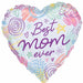 Best Mom Scribbles 9" Heart Foil Balloon