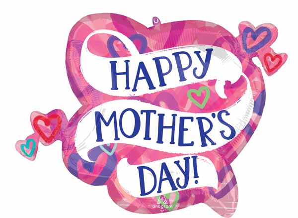 Happy Mother's Day Layered Hearts Foil Balloon, 28 Inch