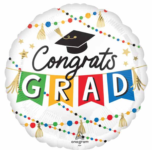 Congrats Grad Party 28-Inch Jumbo Round Foil Balloon