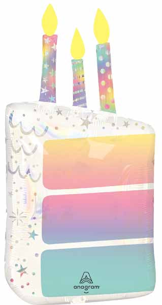 28" Pearlized Birthday Cake Holographic Foil Balloon