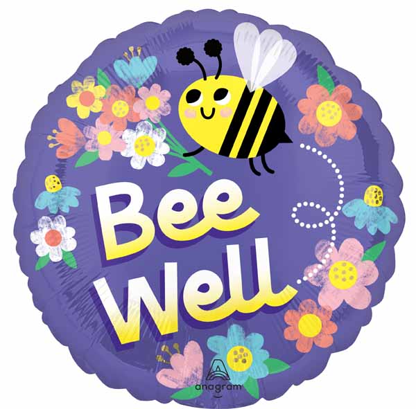 Bee Well 18 Inch Round Get Well Foil Balloon