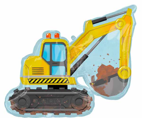 28-Inch Construction Digger Shaped Foil Balloon