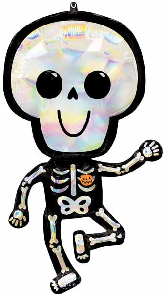 Bare Bones Skeleton 37" Holographic Foil Balloon