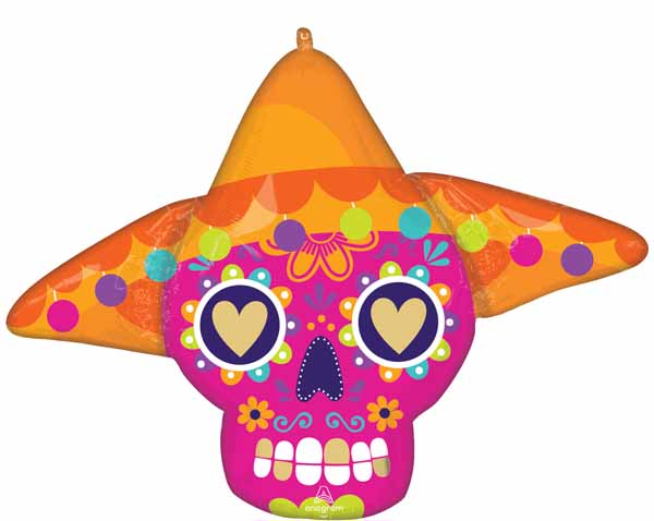 Bold Sugar Skull 34-Inch Shaped Foil Balloon