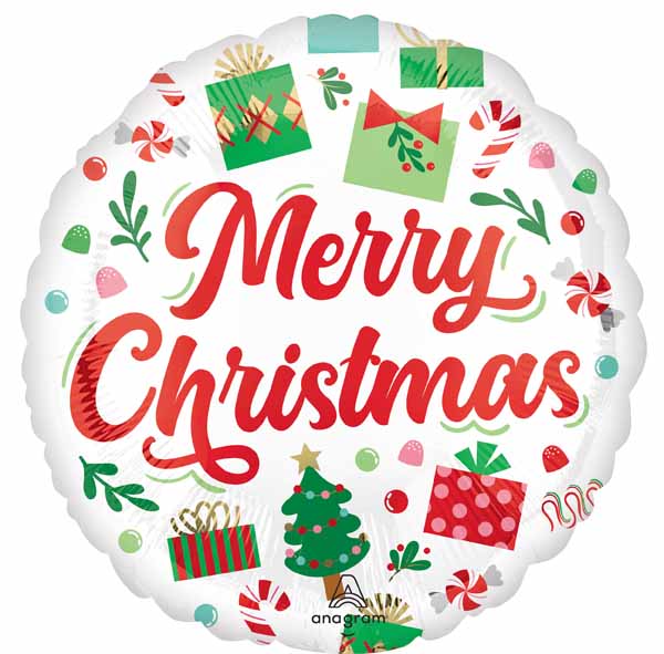 Santa's Christmas Presents 18-Inch Round Foil Balloon