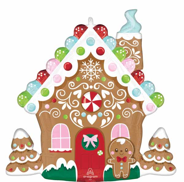 27" Gingerbread House Shaped Foil Balloon