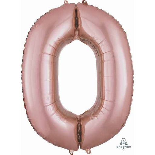 34-Inch Rose Gold Number 0 Balloon
