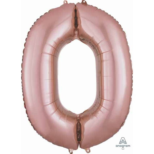 34-Inch Rose Gold Number 0 Balloon