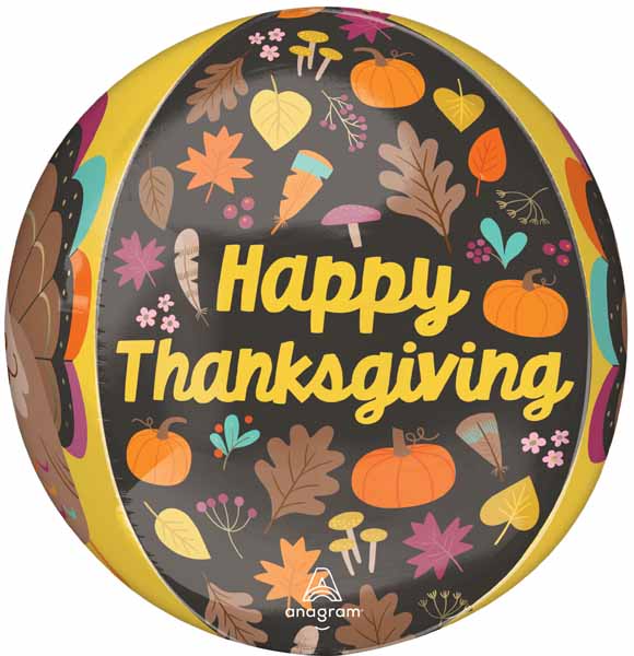 Give Thanks 16" Orbz Foil Thanksgiving Balloon