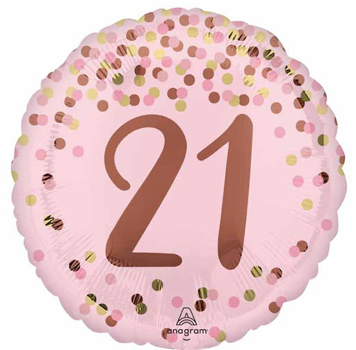 Pretty Pink 21st Birthday Round Foil Balloon, 18 Inch