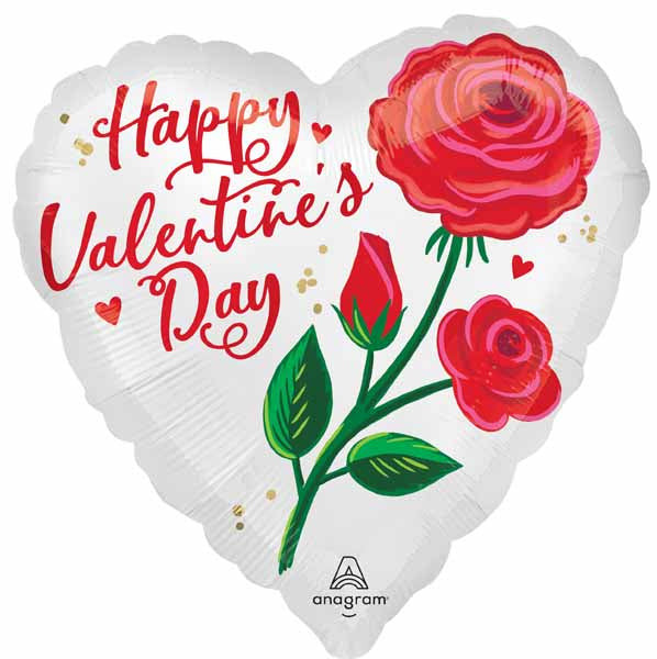 Rose Radiance Valentine's Day Heart Foil Balloon, 18 Inch