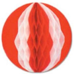 19-Inch Red and White Art-Tissue Ball