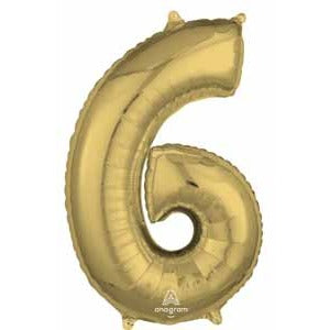 White Gold Number 6 Balloon, 26 Inch