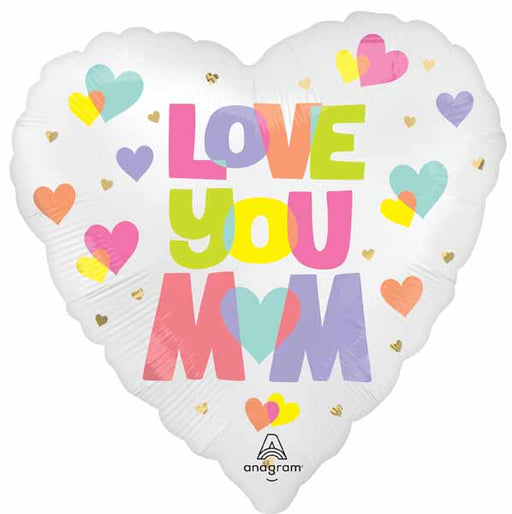 Playful I Love U Mom 18-Inch Heart Foil Balloon