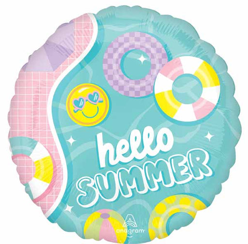 Hello Summer Beach 18-Inch Round Foil Balloon