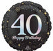 Sparkling 40th Birthday Round Foil Balloon, 18 Inch