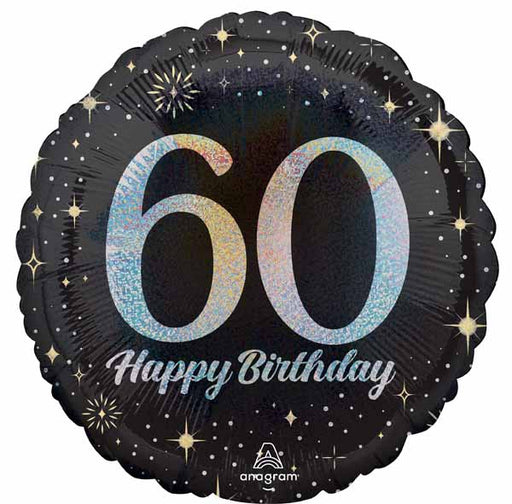 Sparkling 60th Birthday Round Foil Balloon, 18 Inch