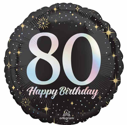 Sparkling 80th Birthday Round Foil Balloon, 18 Inch