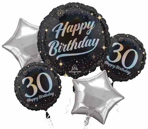 Sparkling 30th Birthday Foil Balloon Bouquet