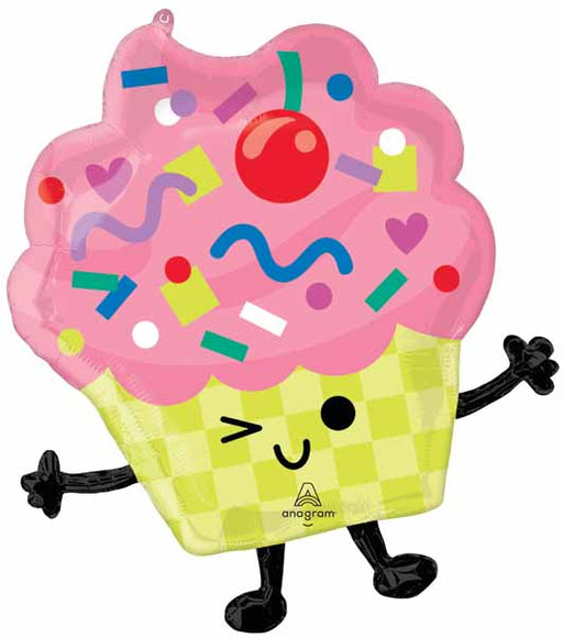 Vibrant Cupcakes Happy Birthday Foil Balloon, 26 Inch