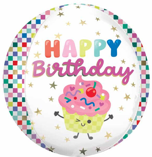 Vibrant Cupcakes Happy Birthday Orbz XL Foil Balloon