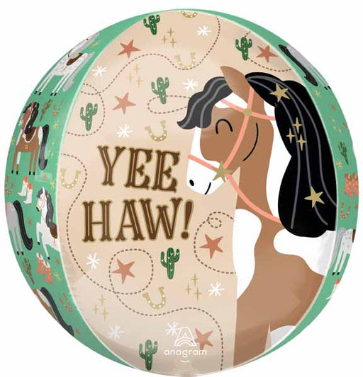 Yee Haw Horse 16-Inch Orbz Foil Balloon