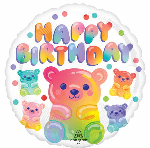 Gummy Bear Happy Birthday 18-Inch Round Foil Balloon