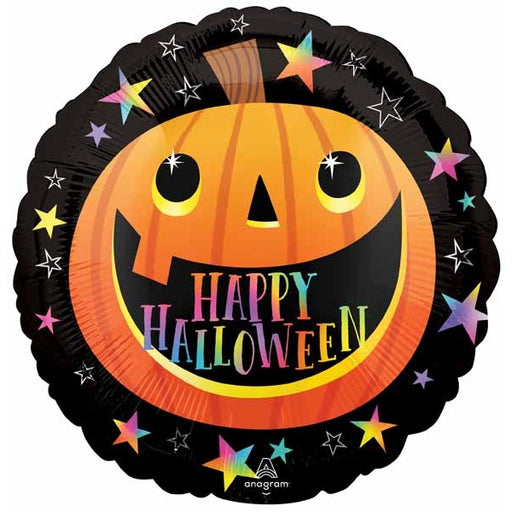 Smiley Halloween Pumpkin 18-Inch Round Foil Balloon