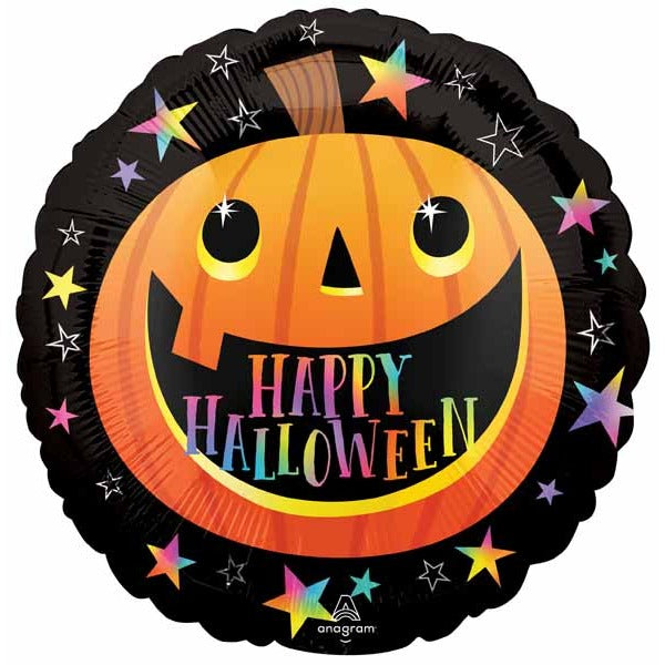 Smiley Halloween Pumpkin 18-Inch Round Foil Balloon