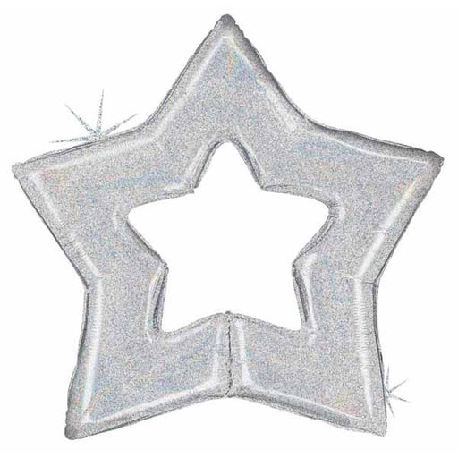 48-Inch Silver Holographic Linking Star Foil Balloon
