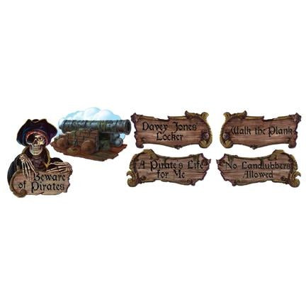 Double-Sided Pirate Cutouts, 4-Pack