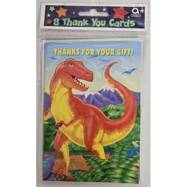 Dinosaur Party Thank You Cards, 8 Pack