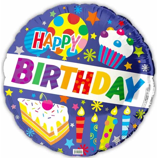 Happy Birthday Cake & Candles 18-Inch Foil Balloon