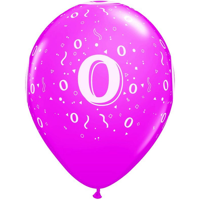11-Inch Number 0 Confetti Print Latex Balloons, 50 Pack