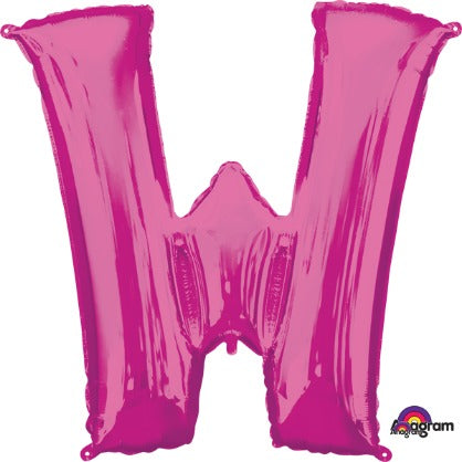 Pink Letter W Balloon, 33 Inch