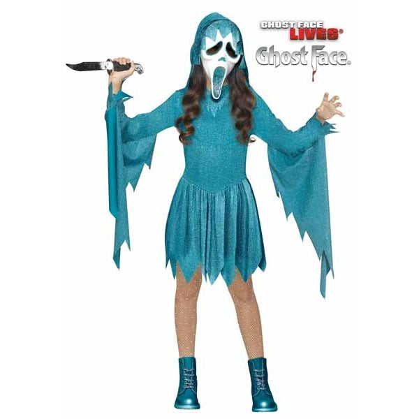 Pastel Teal Ghost Face Child Costume, Medium 8/10